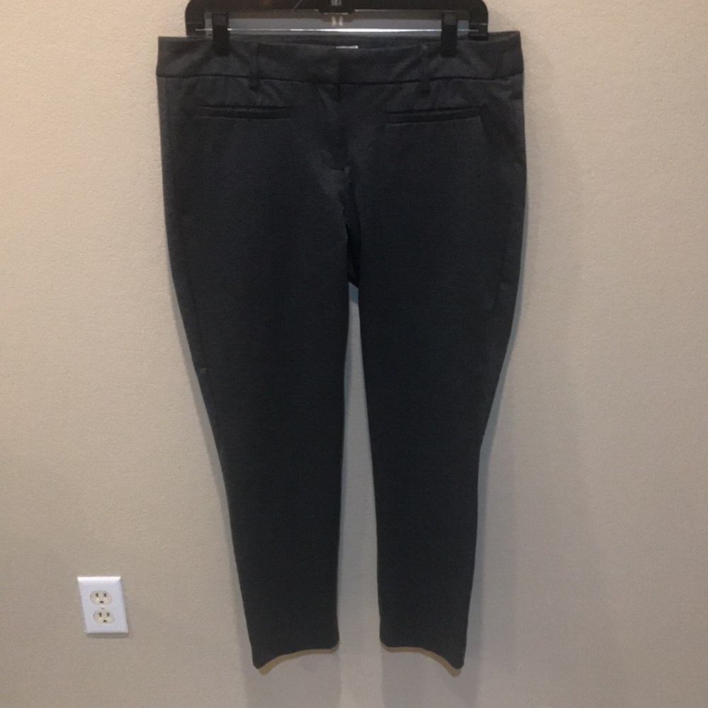 Adrienne Vittadini Gray Polka Dot Straight Leg Trouser Pants w/Faux Pockets-12